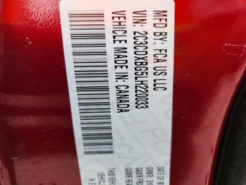 51782756 :رقم المزاد ، 2C3CDXBG5LH220033 vin ، 2020 Dodge Charger مزاد بيع