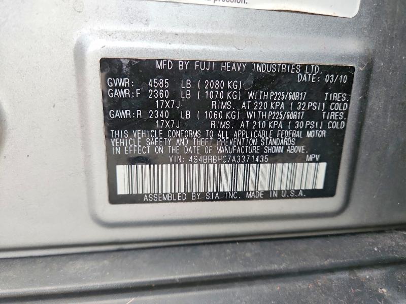 Продажа на аукционе авто 2010 Subaru Outback, vin: 4S4BRBHC7A3371435, номер лота: 50639176