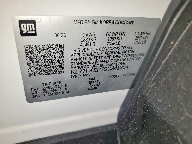 Aukcja sprzedaży 2025 Chevrolet Trax, vin: KL77LKEP7SC341854, numer aukcji: 50818746