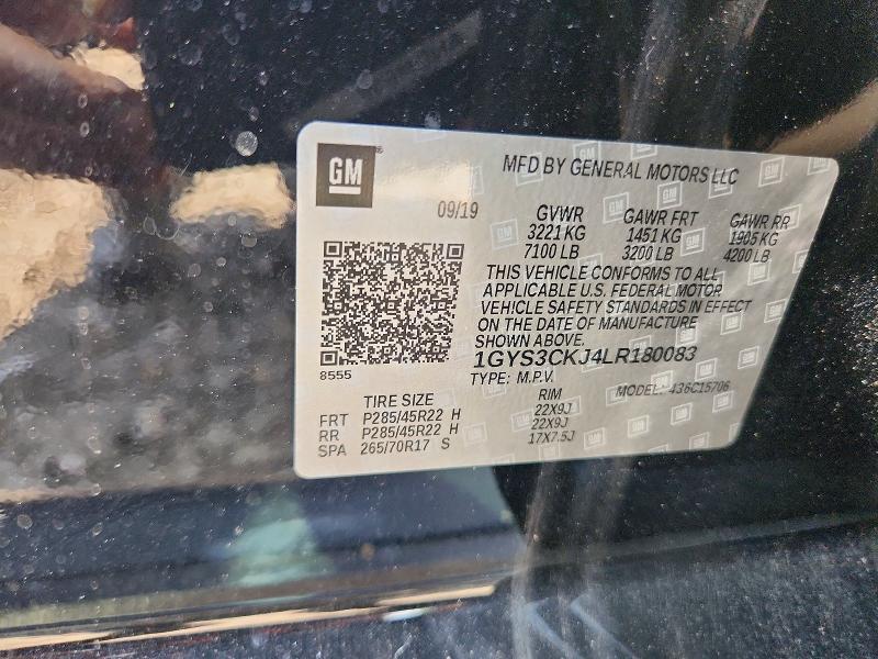 2020 Cadillac Escalade მანქანა იყიდება აუქციონზე, vin: 1GYS3CKJ4LR180083, აუქციონის ნომერი: 51822926