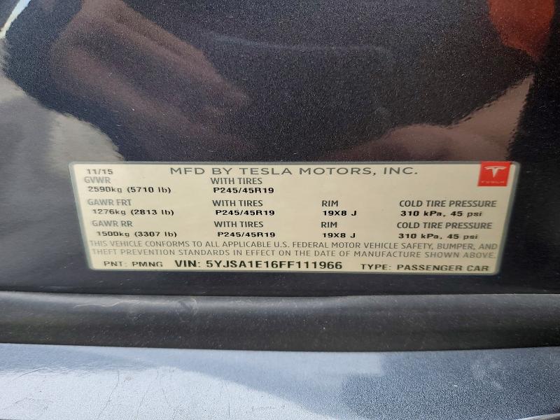 Продаж на аукціоні авто 2015 Tesla Model S, vin: 5YJSA1E16FF111966, номер лоту: 48991486