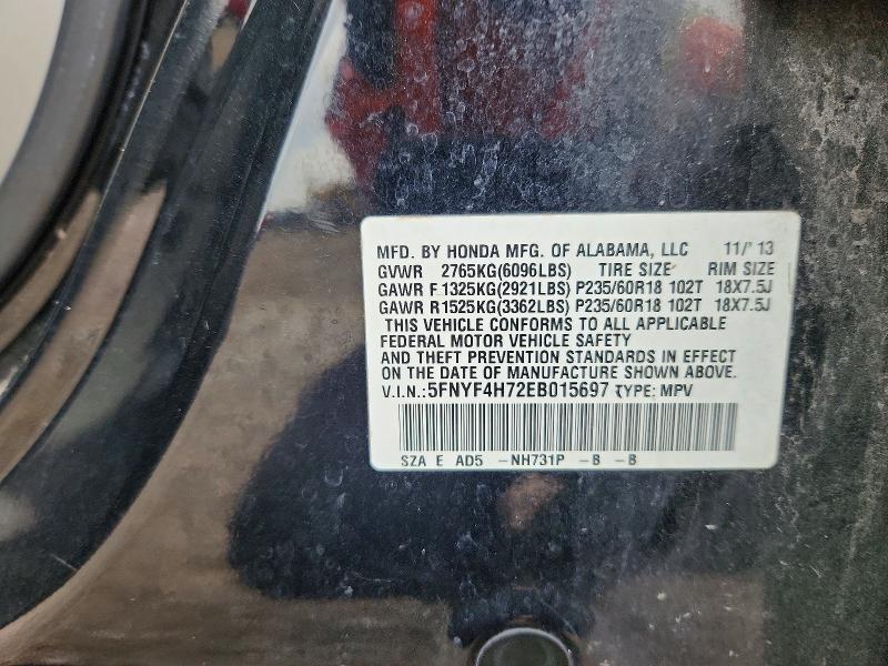 51174856 :رقم المزاد ، 5FNYF4H72EB015697 vin ، 2014 Honda Pilot مزاد بيع