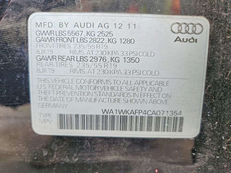 Продаж на аукціоні авто 2012 Audi Q5, vin: WA1WKAFP4CA071354, номер лоту: 48309106