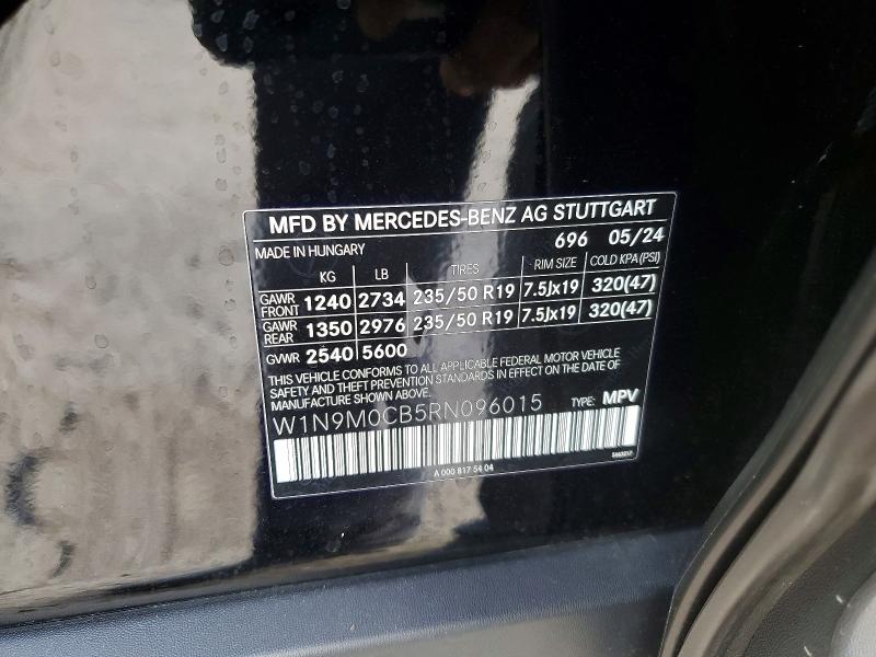 Продажа на аукционе авто 2024 Mercedes-benz Eqb, vin: W1N9M0CB5RN096015, номер лота: 50435026