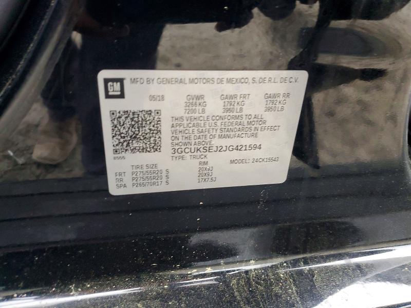 51611776 :رقم المزاد ، 3GCUKSEJ2JG421594 vin ، 2018 Chevrolet Silverado مزاد بيع
