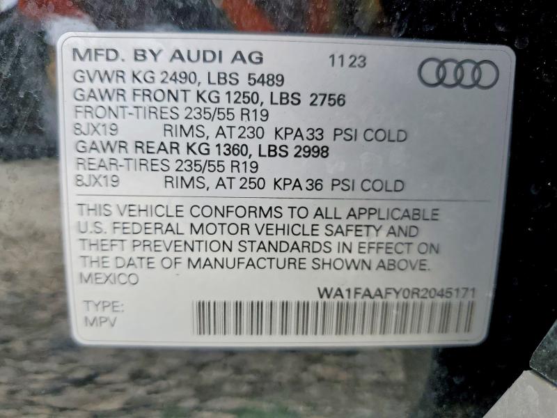 2024 Audi Q5 მანქანა იყიდება აუქციონზე, vin: WA1FAAFY0R2045171, აუქციონის ნომერი: 48675586