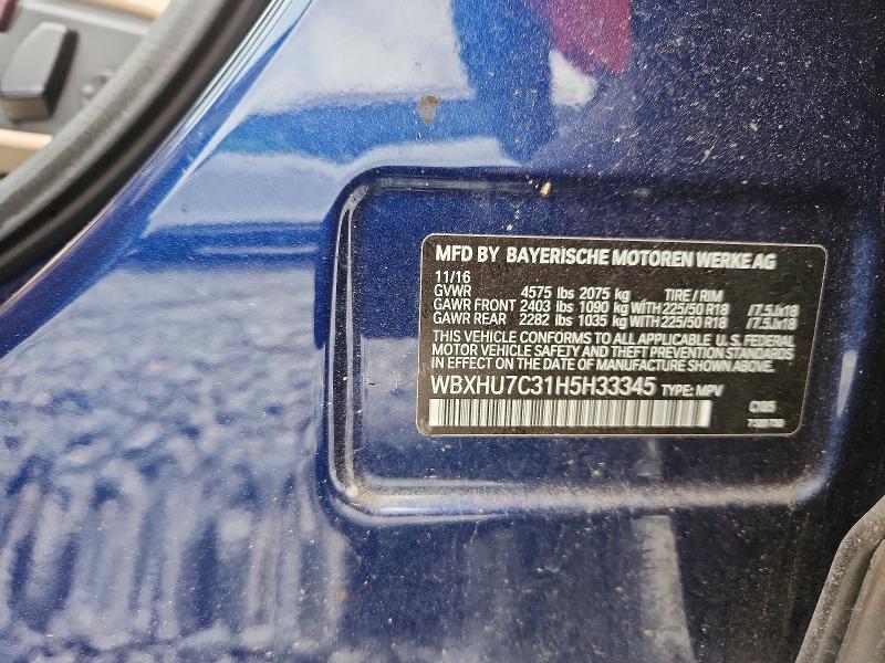 51212316 :رقم المزاد ، WBXHU7C31H5H33345 vin ، 2017 Bmw X1 مزاد بيع