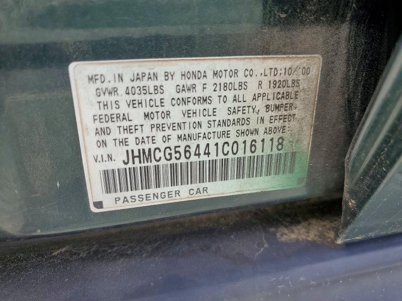 2001 Honda Accord მანქანა იყიდება აუქციონზე, vin: JHMCG56441C016118, აუქციონის ნომერი: 49238286