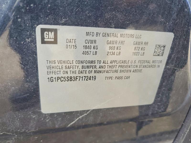 Aukcja sprzedaży 2015 Chevrolet Cruze, vin: 1G1PC5SB3F7172419, numer aukcji: 50705096