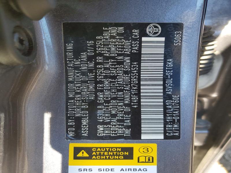 Продажа на аукционе авто 2016 Toyota Camry, vin: 4T4BF1FK7GR554534, номер лота: 49230676