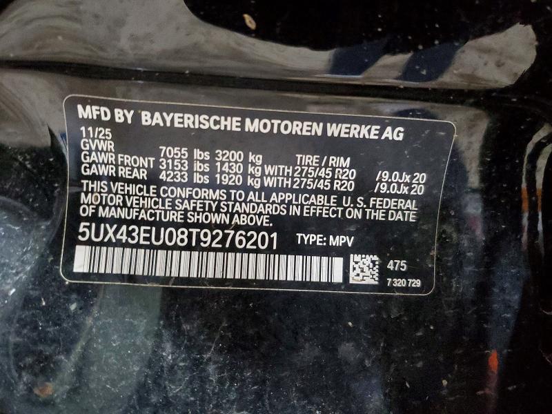 50182446 :رقم المزاد ، 5UX43EU08T9276201 vin ، 2026 Bmw X5 مزاد بيع