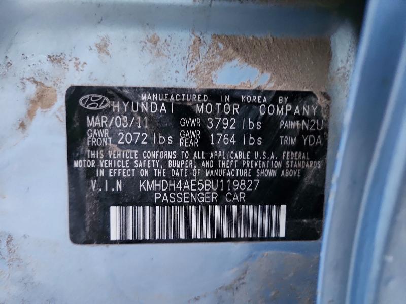Продажа на аукционе авто 2011 Hyundai Elantra, vin: KMHDH4AE5BU119827, номер лота: 49504146