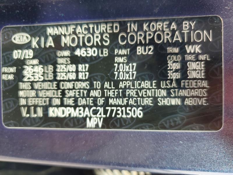 Aukcja sprzedaży 2020 Kia Sportage, vin: KNDPM3AC2L7731506, numer aukcji: 49031466