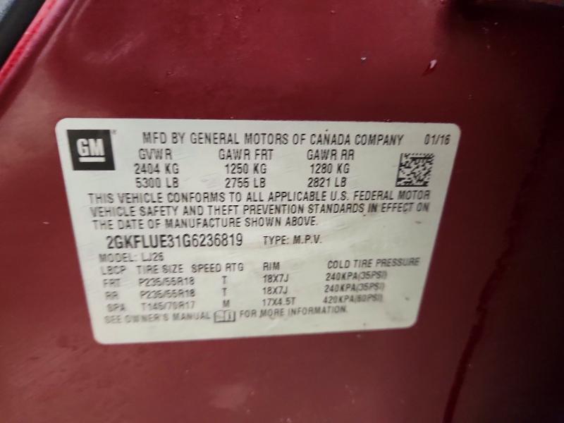 Продаж на аукціоні авто 2016 Gmc Terrain, vin: 2GKFLUE31G6236819, номер лоту: 48260136