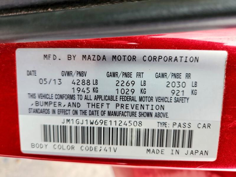 Aukcja sprzedaży 2014 Mazda 6, vin: JM1GJ1W69E1124508, numer aukcji: 51847956