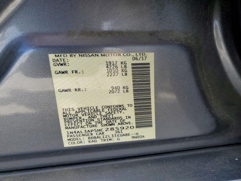 Продажа на аукционе авто 2017 Nissan Altima, vin: 1N4AL3AP5HC285920, номер лота: 49778876
