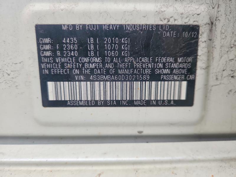 Продажа на аукционе авто 2013 Subaru Legacy, vin: 4S3BMBA60D3021589, номер лота: 50547406