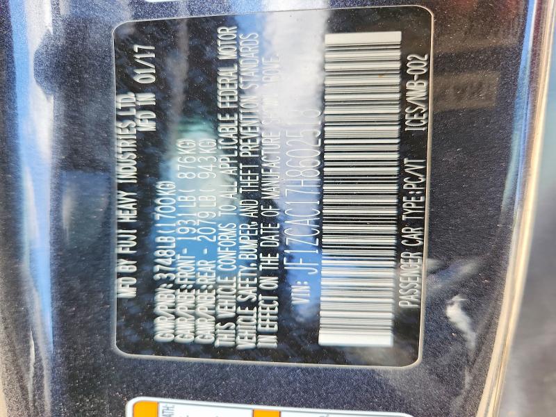 Продаж на аукціоні авто 2017 Subaru Brz, vin: JF1ZCAC17H8602518, номер лоту: 51651996