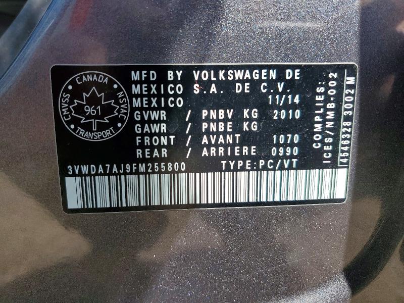 Продажа на аукционе авто 2015 Volkswagen Jetta, vin: 3VWDA7AJ9FM255800, номер лота: 50105856