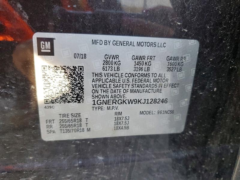 50394486 :رقم المزاد ، 1GNERGKW9KJ128246 vin ، 2019 Chevrolet Traverse مزاد بيع