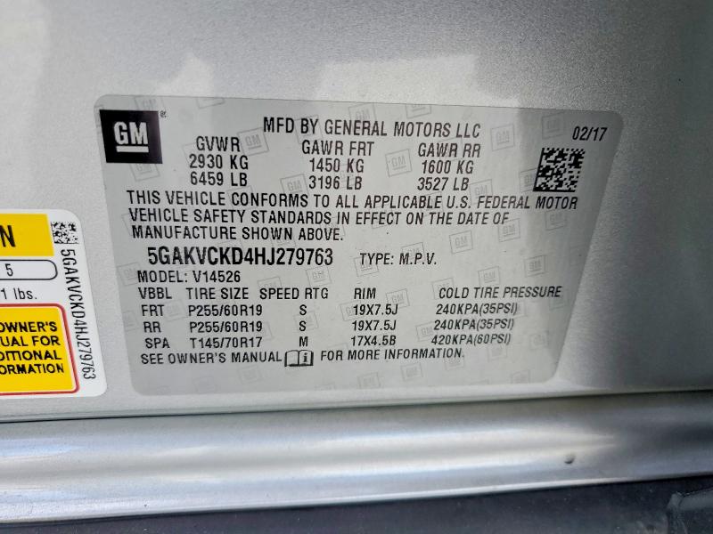 Продажа на аукционе авто 2017 Buick Enclave, vin: 5GAKVCKD4HJ279763, номер лота: 51283536