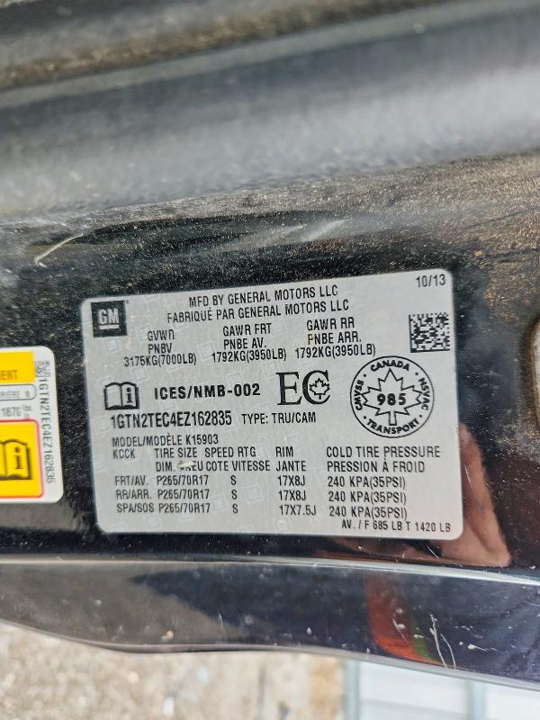 47133436 :رقم المزاد ، 1GTN2TEC4EZ162835 vin ، 2014 Gmc Sierra 1500 مزاد بيع