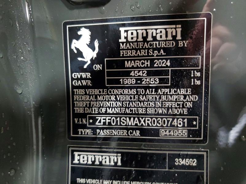 Продаж на аукціоні авто 2024 Ferrari 296 Gts, vin: ZFF01SMAXR0307461, номер лоту: 48296366