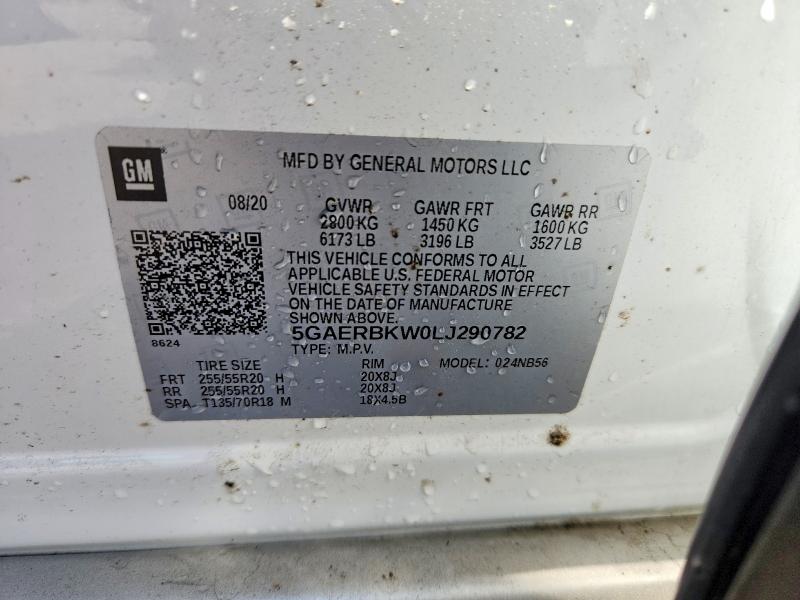 50431736 :رقم المزاد ، 5GAERBKW0LJ290782 vin ، 2020 Buick Enclave مزاد بيع