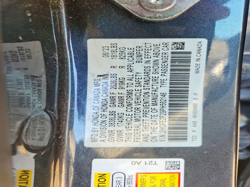 Aukcja sprzedaży 2023 Honda Civic, vin: 2HGFE2F29PH562146, numer aukcji: 50730446