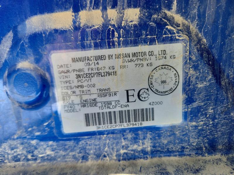 Продаж на аукціоні авто 2015 Nissan Versa Note, vin: 3N1CE2CP7FL379418, номер лоту: 50620256