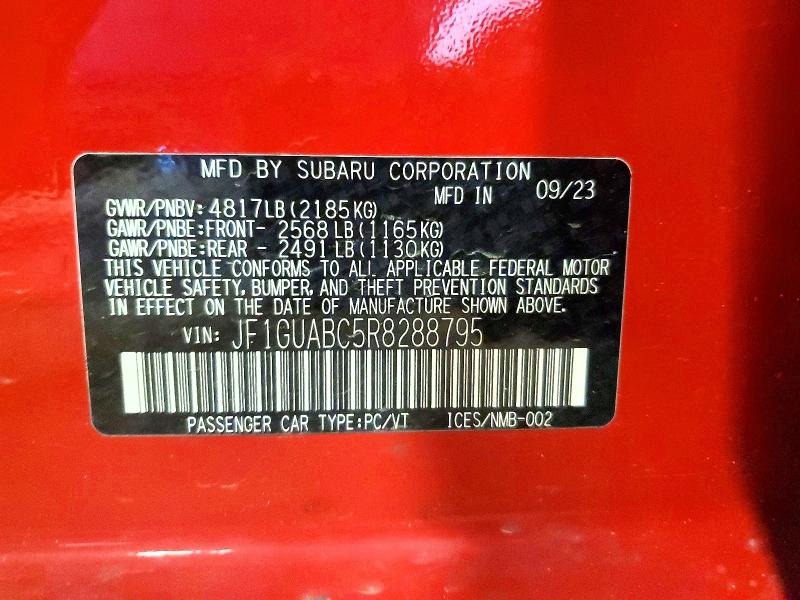 Aukcja sprzedaży 2024 Subaru Impreza, vin: JF1GUABC5R8288795, numer aukcji: 50607966