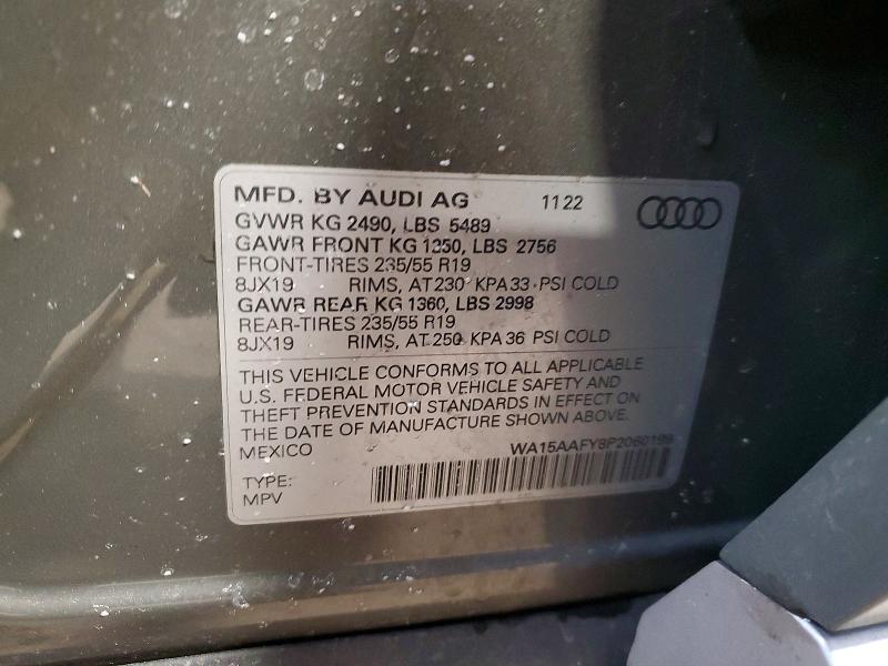 2023 Audi Q5 მანქანა იყიდება აუქციონზე, vin: WA15AAFY8P2060199, აუქციონის ნომერი: 50907466