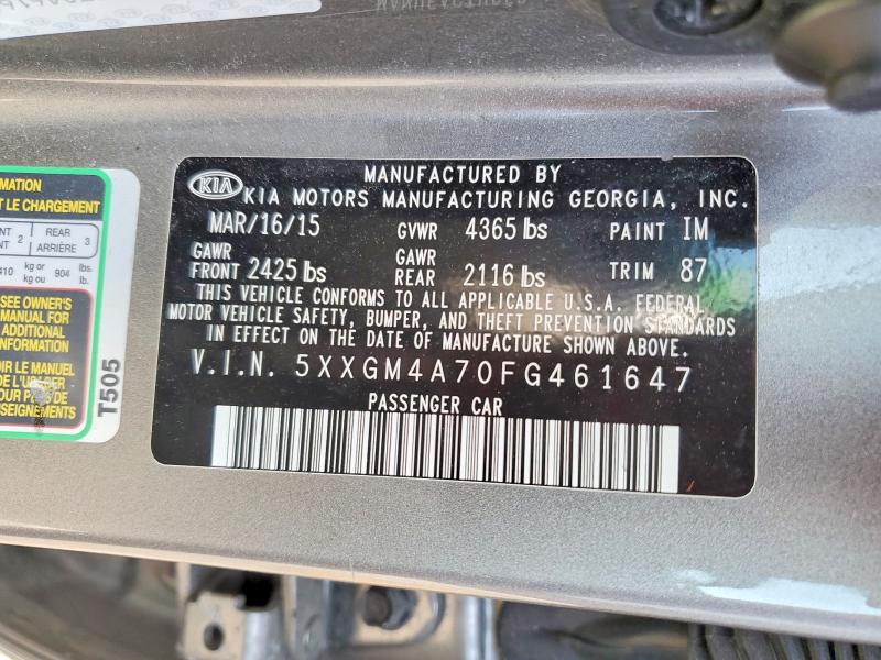 Aukcja sprzedaży 2015 Kia Optima, vin: 5XXGM4A70FG461647, numer aukcji: 50284526