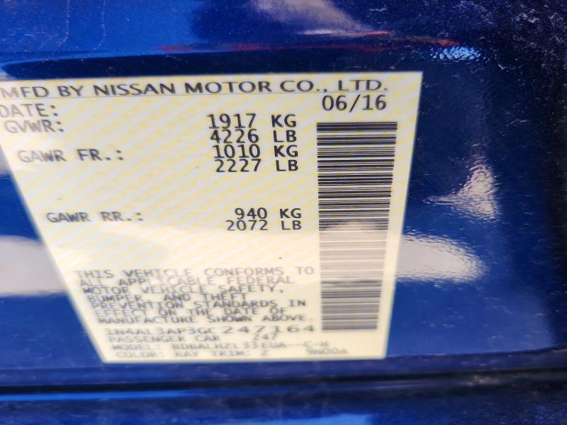 2016 Nissan Altima მანქანა იყიდება აუქციონზე, vin: 1N4AL3AP3GC247164, აუქციონის ნომერი: 50366296