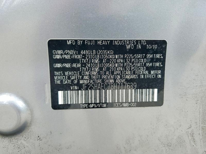 Продажа на аукционе авто 2011 Subaru Forester, vin: JF2SHAEC7BH717639, номер лота: 51694576