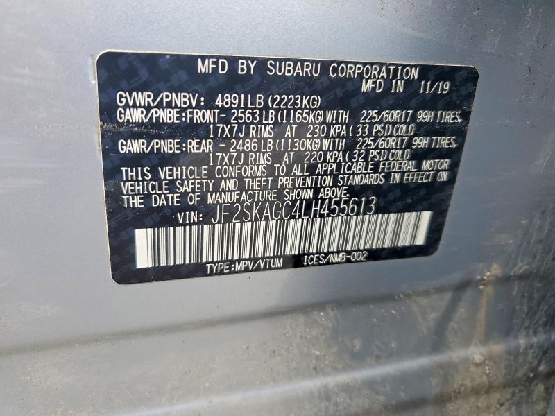 Продаж на аукціоні авто 2020 Subaru Forester, vin: JF2SKAGC4LH455613, номер лоту: 49676956