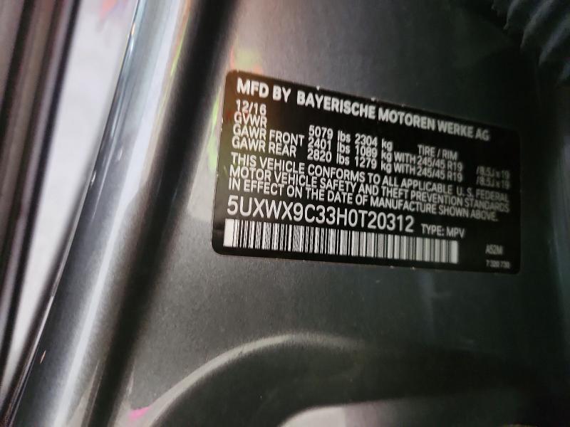 Aukcja sprzedaży 2017 Bmw X3, vin: 5UXWX9C33H0T20312, numer aukcji: 48840106