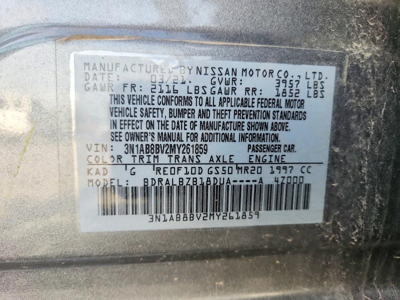 Aukcja sprzedaży 2021 Nissan Sentra, vin: 3N1AB8BV2MY261859, numer aukcji: 51362446