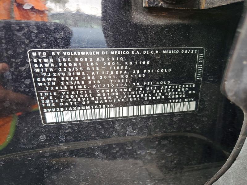 Aukcja sprzedaży 2022 Volkswagen Tiguan, vin: 3VV2B7AX0NM167939, numer aukcji: 49503706