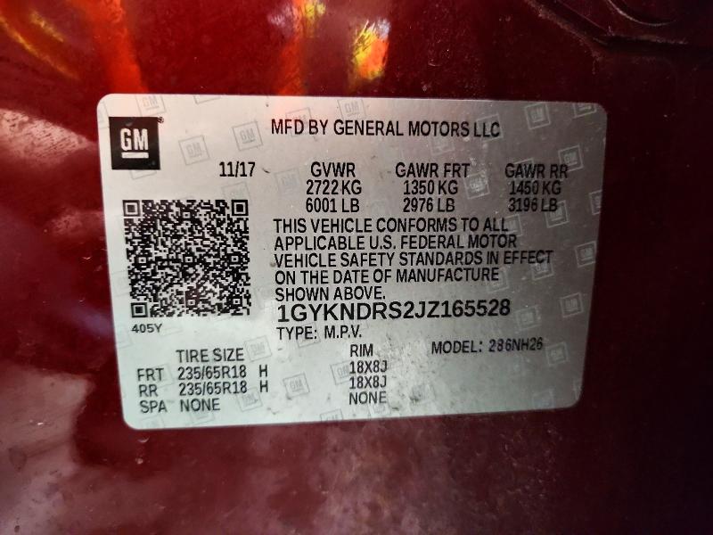 50526036 :رقم المزاد ، 1GYKNDRS2JZ165528 vin ، 2018 Cadillac Xt5 مزاد بيع