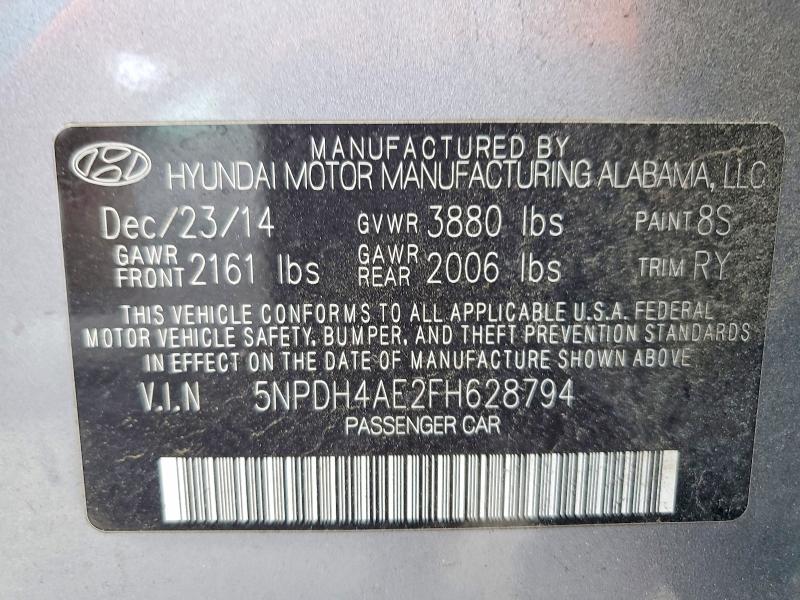 Aukcja sprzedaży 2015 Hyundai Elantra, vin: 5NPDH4AE2FH628794, numer aukcji: 51610766