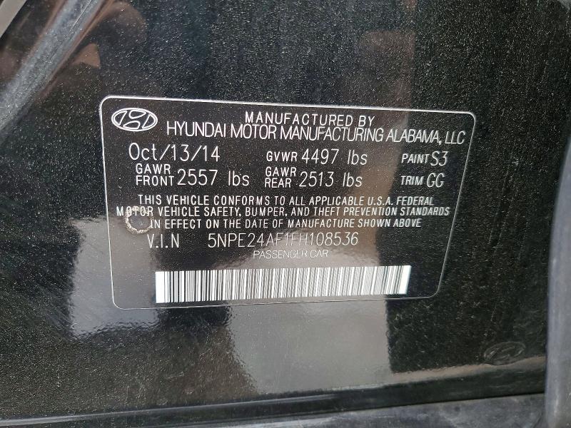 51491736 :رقم المزاد ، 5NPE24AF1FH108536 vin ، 2015 Hyundai Sonata مزاد بيع