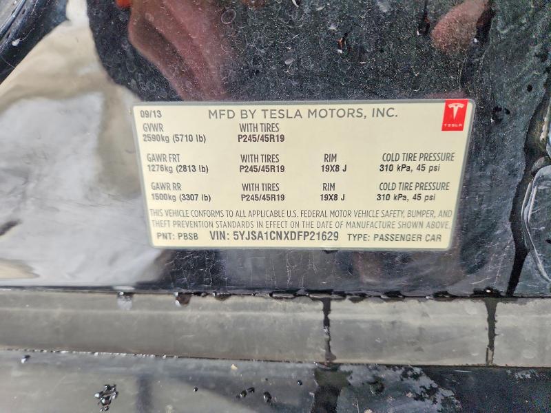 2013 Tesla Model S მანქანა იყიდება აუქციონზე, vin: 5YJSA1CNXDFP21629, აუქციონის ნომერი: 50155776