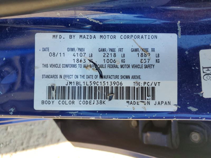 Aukcja sprzedaży 2012 Mazda 3, vin: JM1BL1L59C1513906, numer aukcji: 50711526