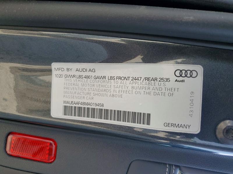 Aukcja sprzedaży 2021 Audi A4, vin: WAUEAAF48MA019458, numer aukcji: 48142416