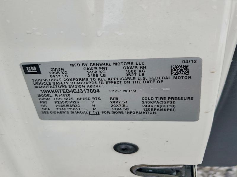 Продаж на аукціоні авто 2012 Gmc Acadia, vin: 1GKKRTED4CJ317004, номер лоту: 51792596