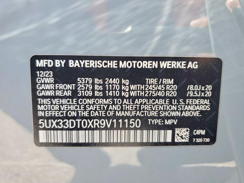 Aukcja sprzedaży 2024 Bmw X4, vin: 5UX33DT0XR9V11150, numer aukcji: 51376236