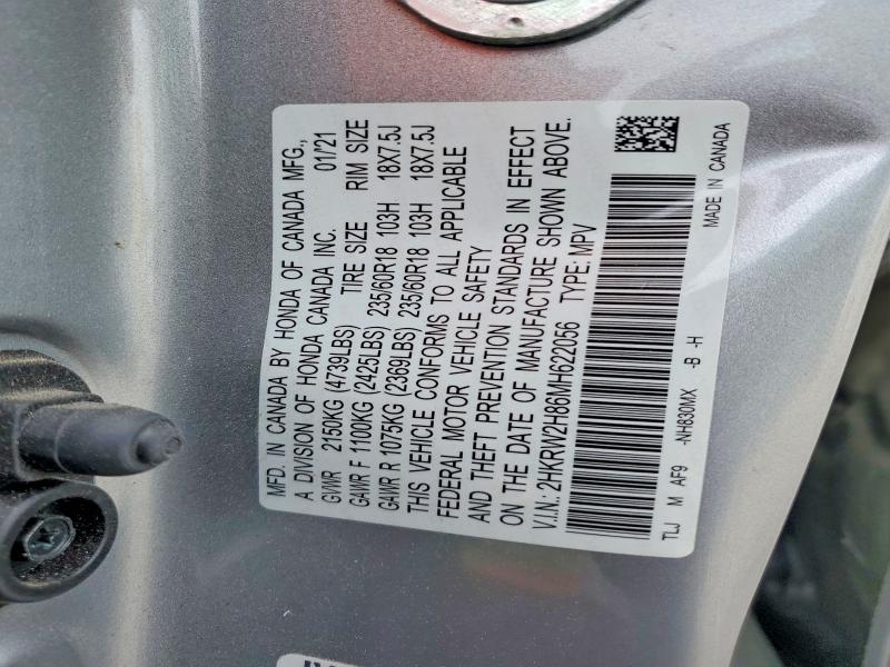 Aukcja sprzedaży 2021 Honda Cr-v, vin: 2HKRW2H86MH622056, numer aukcji: 51255606