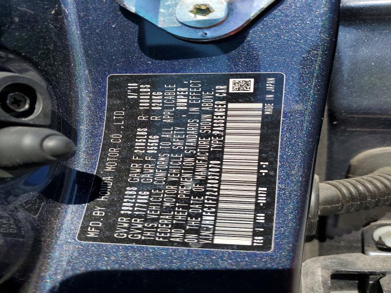 2018 Honda Civic მანქანა იყიდება აუქციონზე, vin: JHMFC1F72JX037070, აუქციონის ნომერი: 51414316