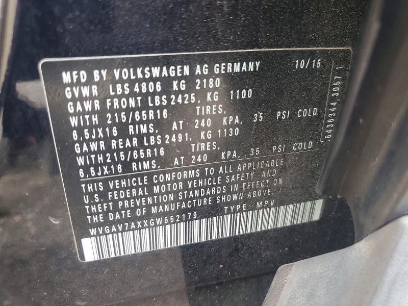 Продажа на аукционе авто 2016 Volkswagen Tiguan, vin: WVGAV7AXXGW552179, номер лота: 48340976